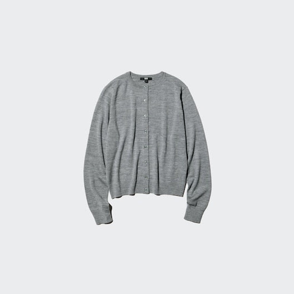 UNIQLO 100% Merino Crew Neck Cardigan - 69 NAVY