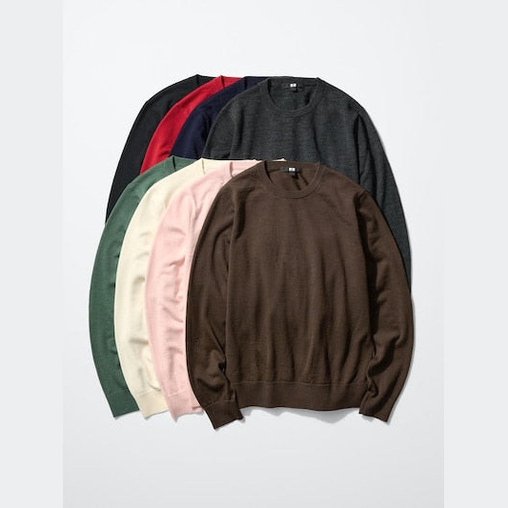 UNIQLO 100% Merino Crew Neck Jumper - 16 RED