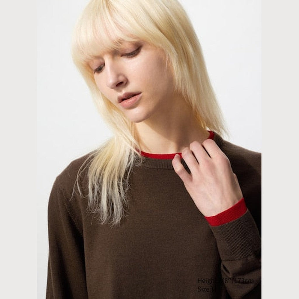 UNIQLO 100% Merino Crew Neck Jumper - 69 NAVY
