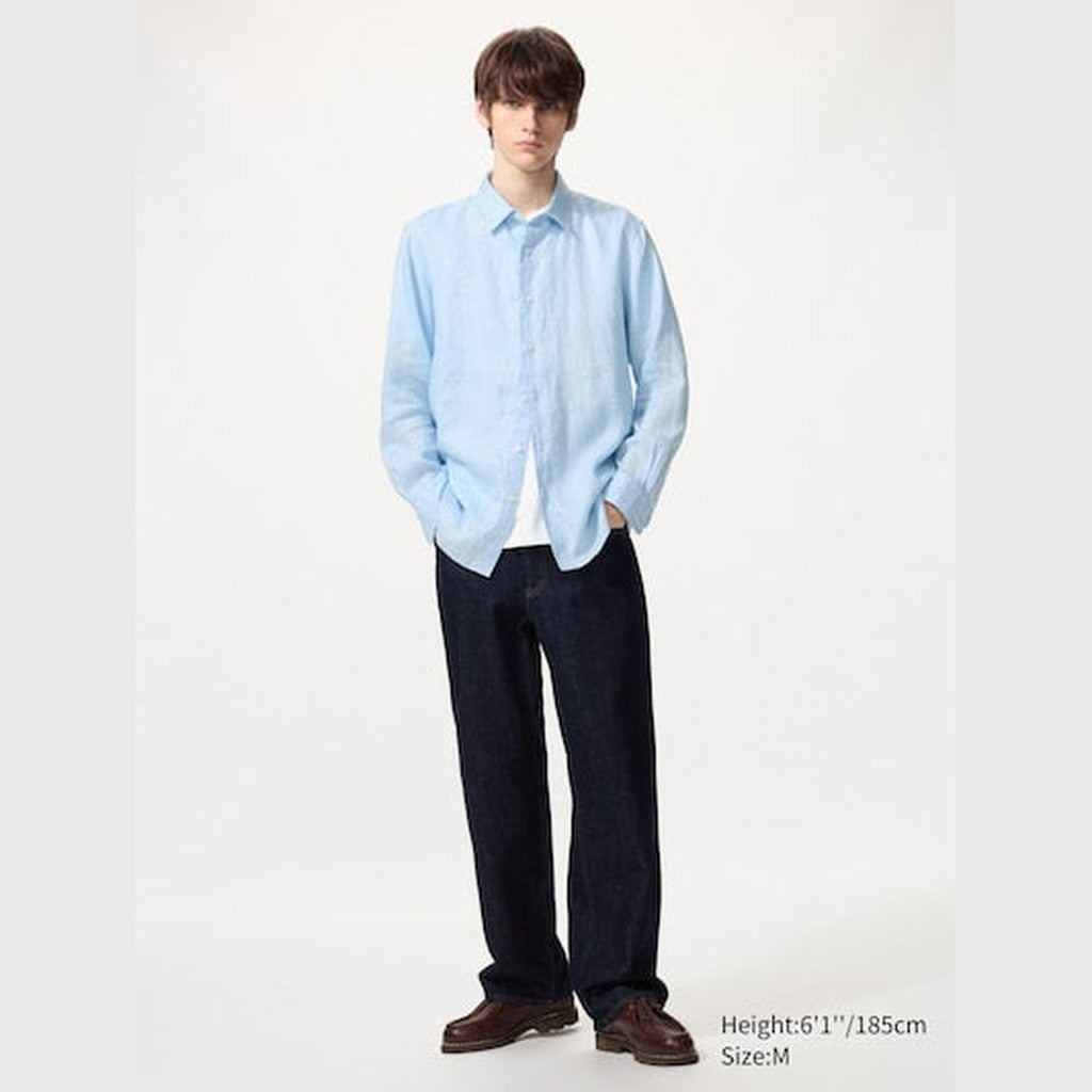 UNIQLO 100% Premium Linen Shirt - 09 BLACK