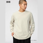 UNIQLO AIRism Cotton Crew Neck T-Shirt (Long Sleeve) - 30 NATURAL