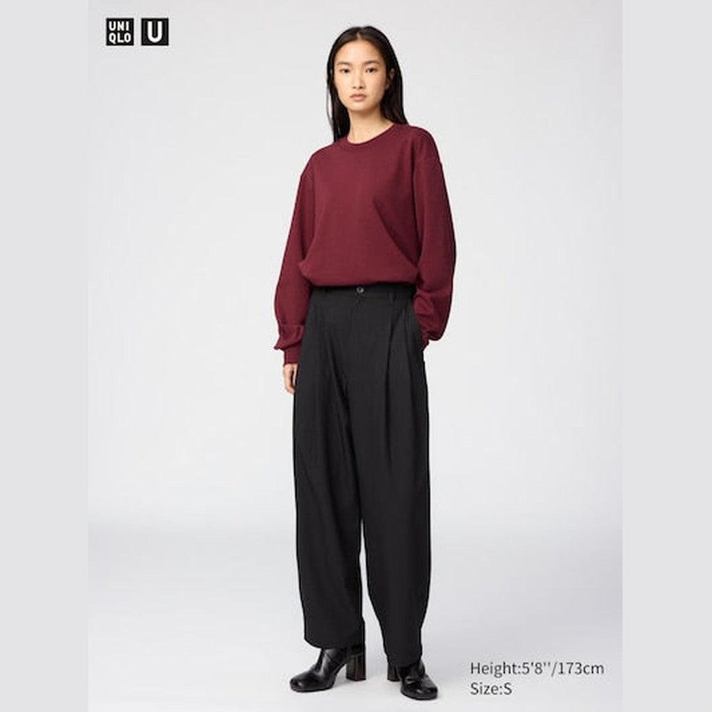 UNIQLO AIRism Cotton Crew Neck T-Shirt (Long Sleeve) - 58 DARK GREEN