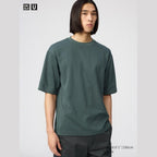 UNIQLO AIRism Cotton Oversized Crew Neck T-Shirt - 58 DARK GREEN