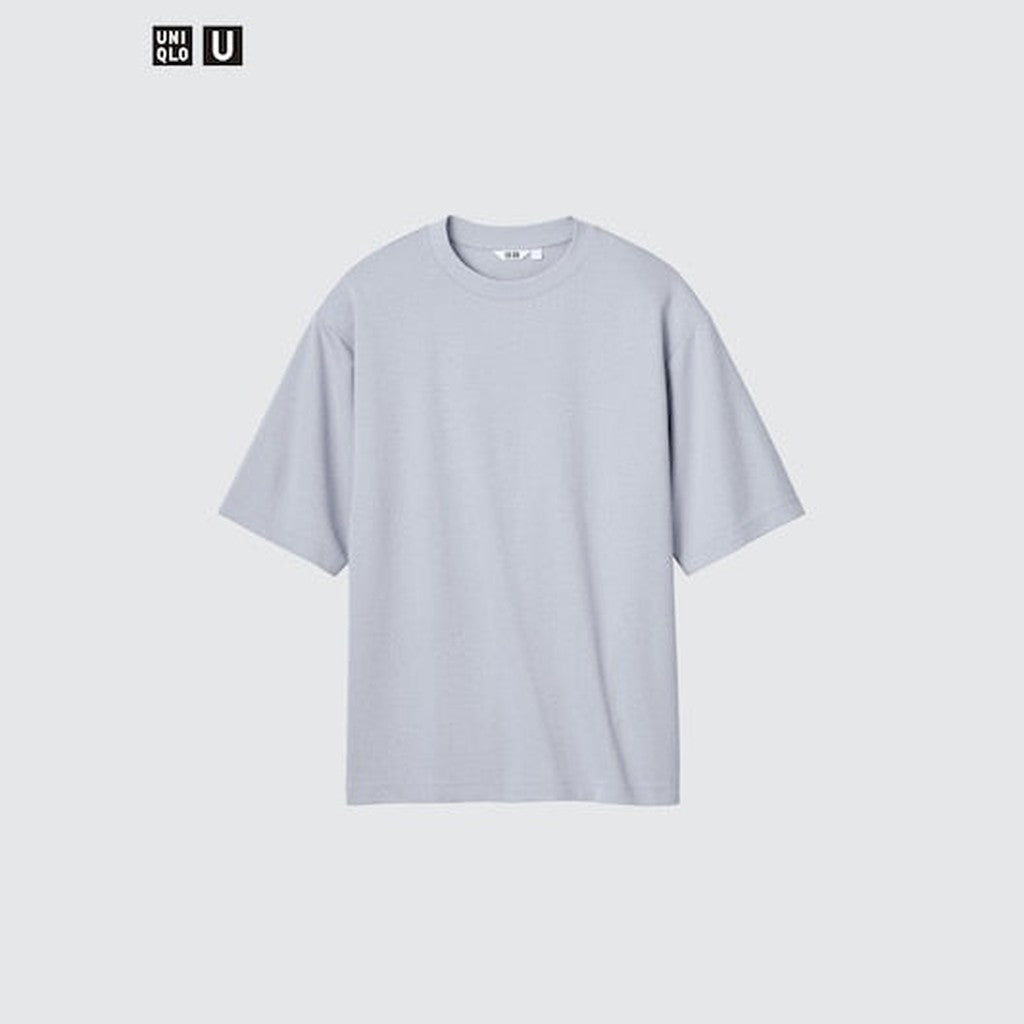 UNIQLO AIRism Cotton Oversized Crew Neck T-Shirt - 58 DARK GREEN