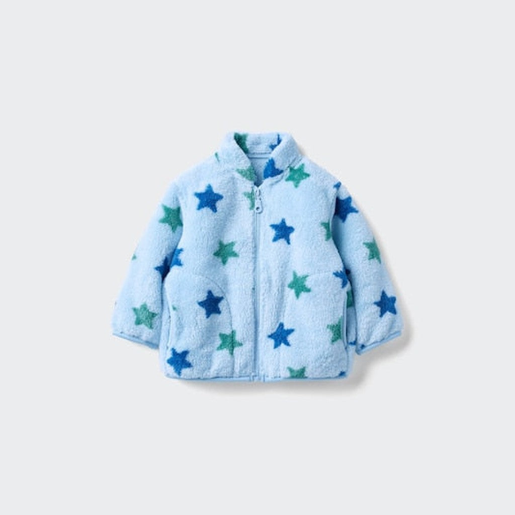 UNIQLO Babies' Toddler Fluffy Fleece Full-Zip Jacket (Printed) - 61 BLUE