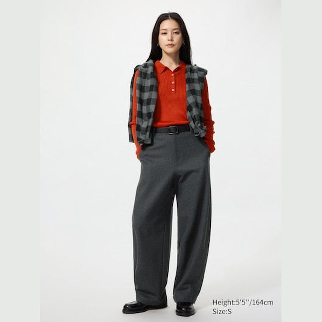 UNIQLO Brushed Jersey Barrel Leg Trousers - 08 DARK GREY