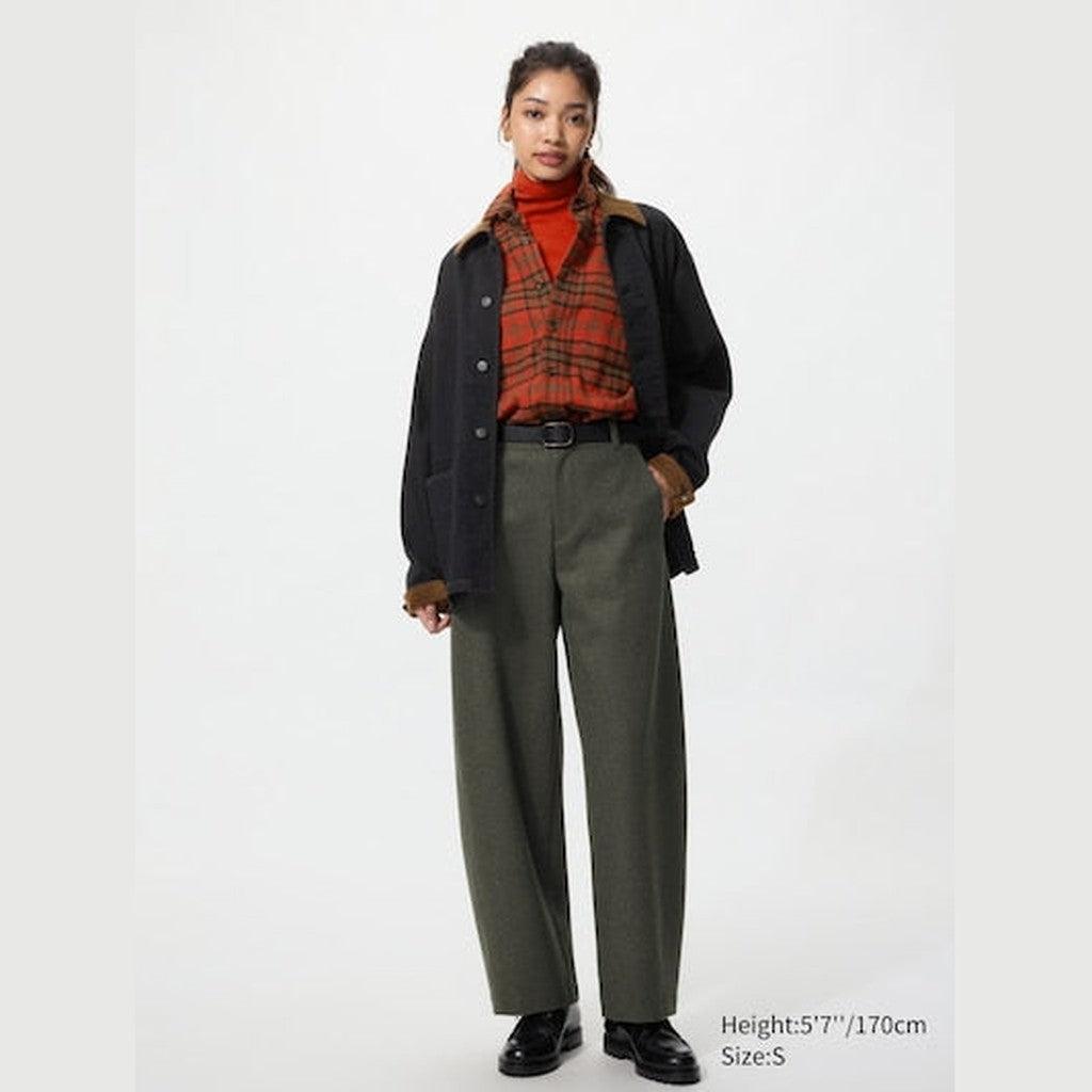 UNIQLO Brushed Jersey Barrel Leg Trousers - 57 OLIVE