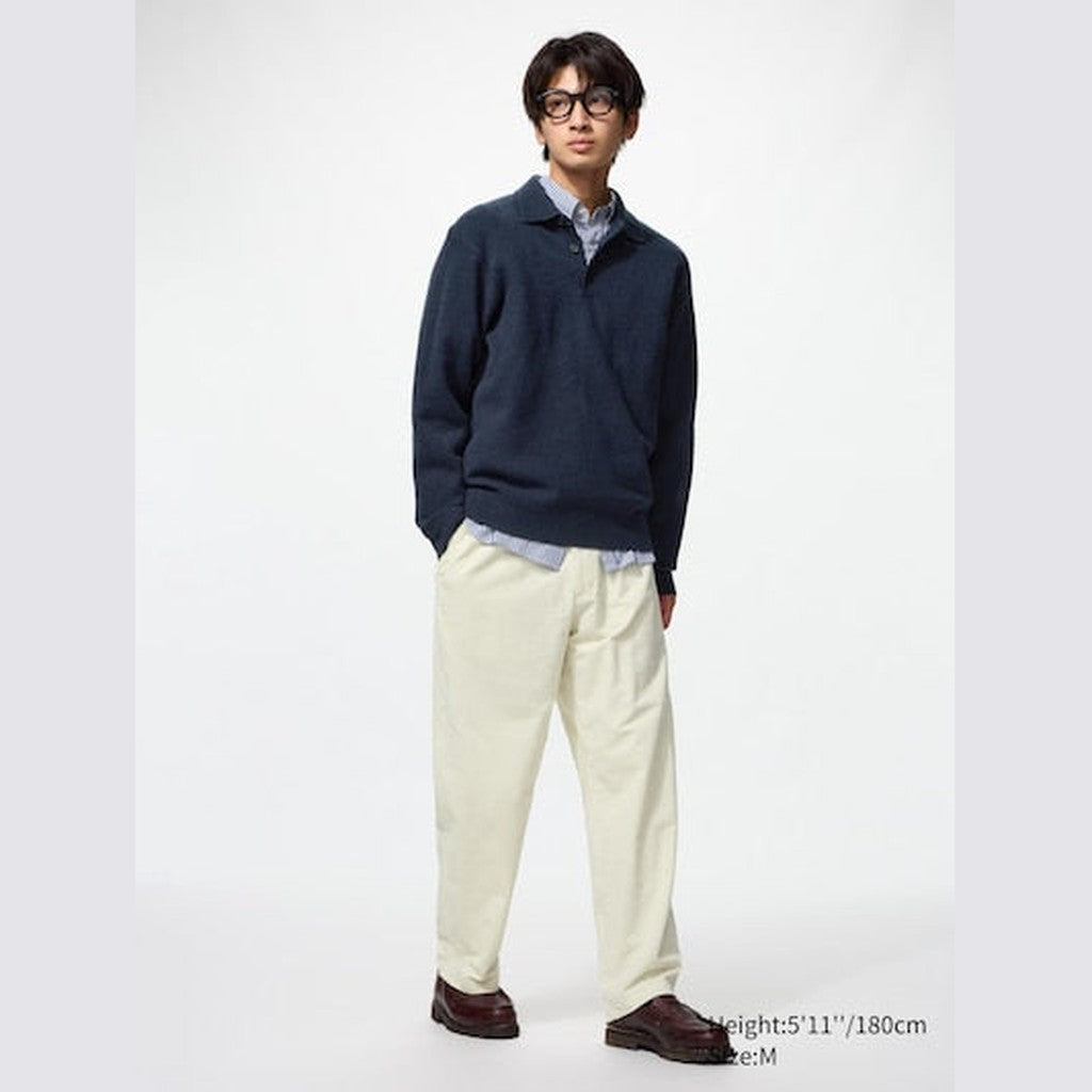 UNIQLO Corduroy Easy Ankle Trousers - 01 OFF WHITE