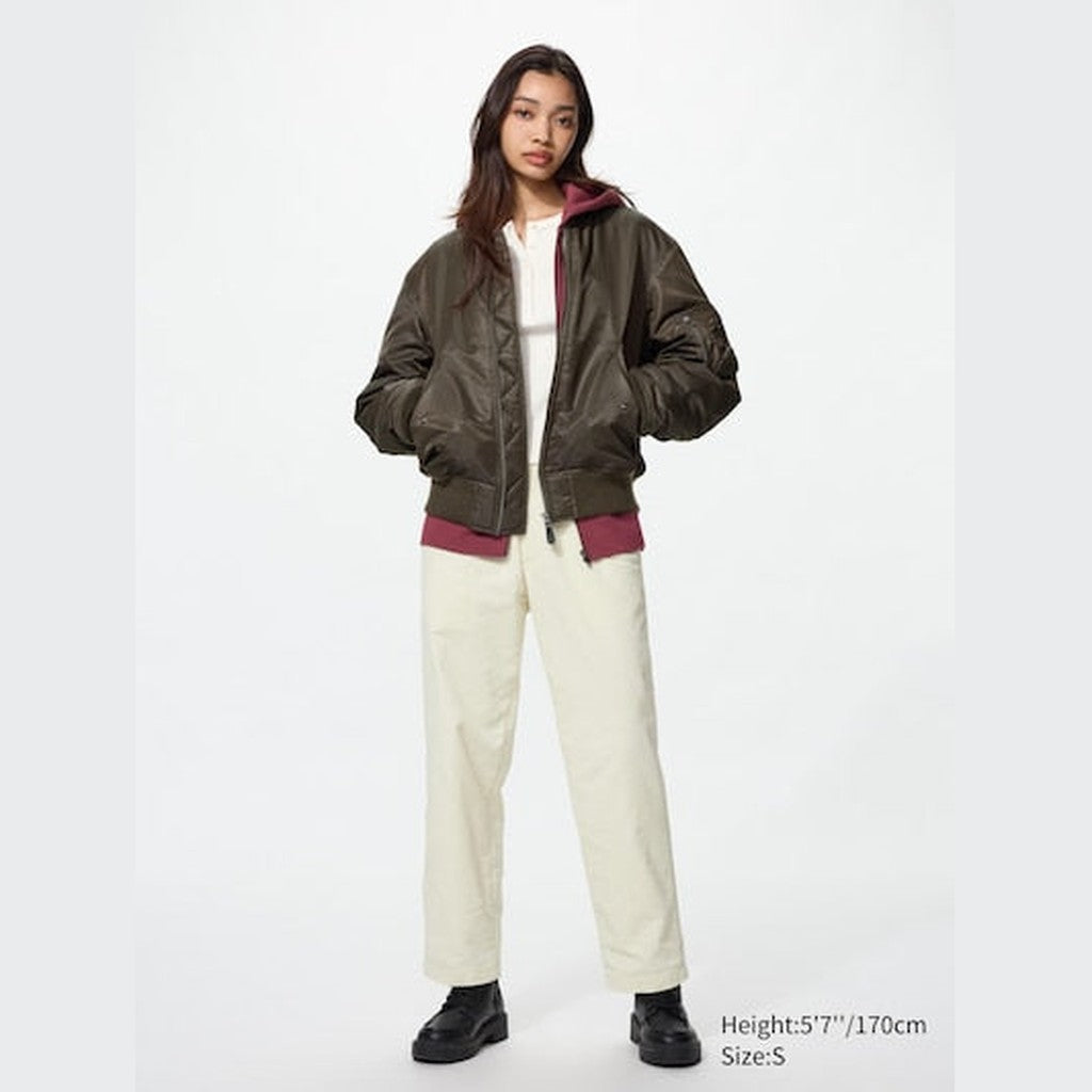UNIQLO Corduroy Easy Ankle Trousers - 01 OFF WHITE
