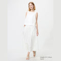 UNIQLO Cotton Blend Gathered Long Skirt - 00 WHITE