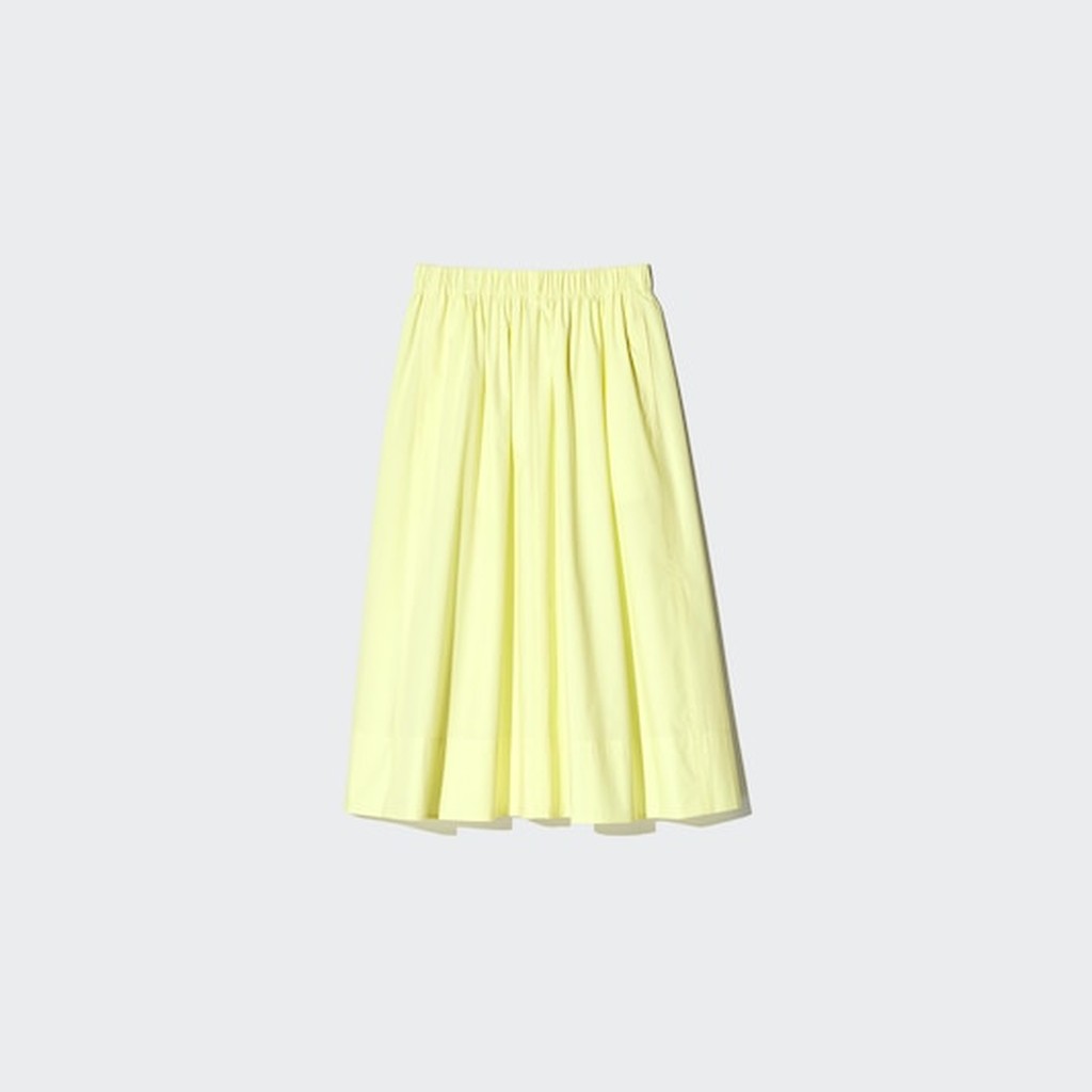 UNIQLO Cotton Blend Gathered Long Skirt - 00 WHITE
