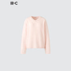 UNIQLO Fluffy 100% Cashmere Relaxed V Neck Jumper - 09 BLACK
