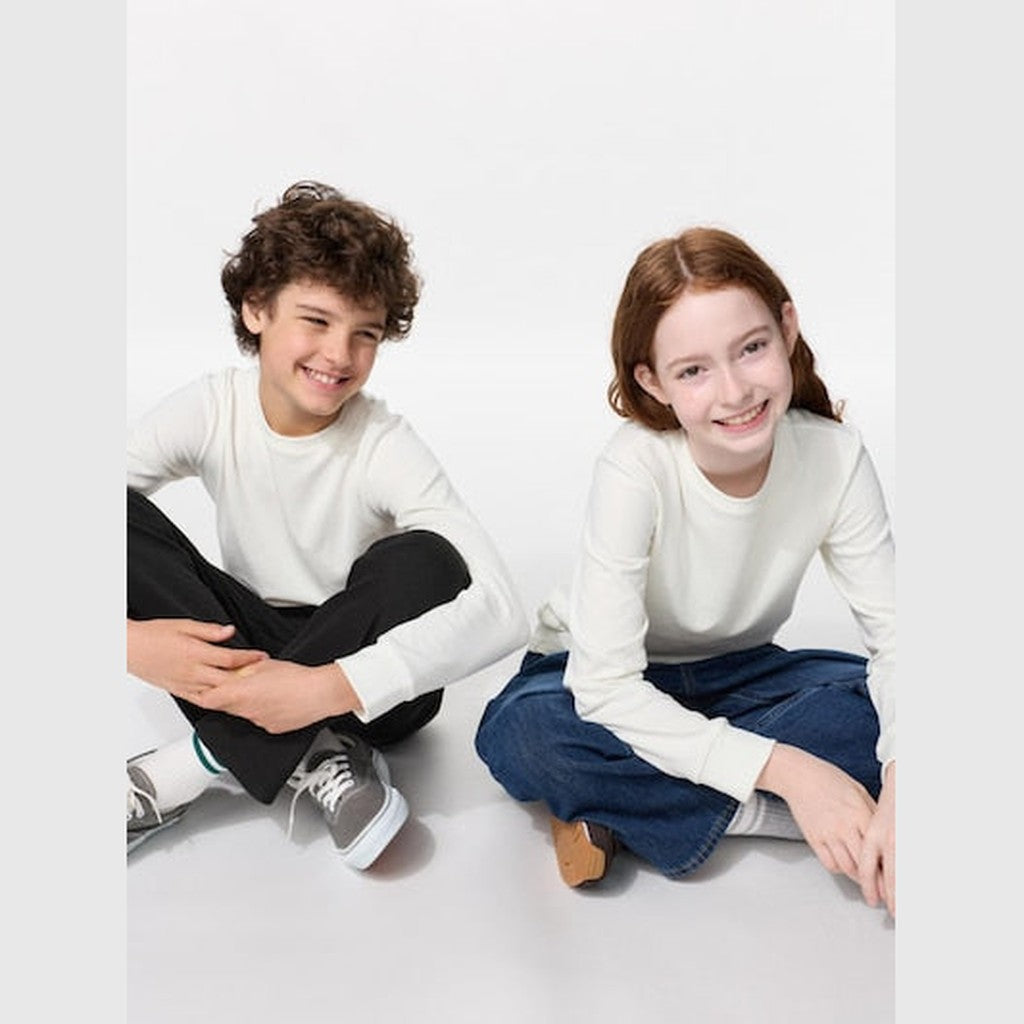 UNIQLO HEATTECH Extra Warm Cotton Crew Neck T-Shirt (Long Sleeve) - 01 OFF WHITE