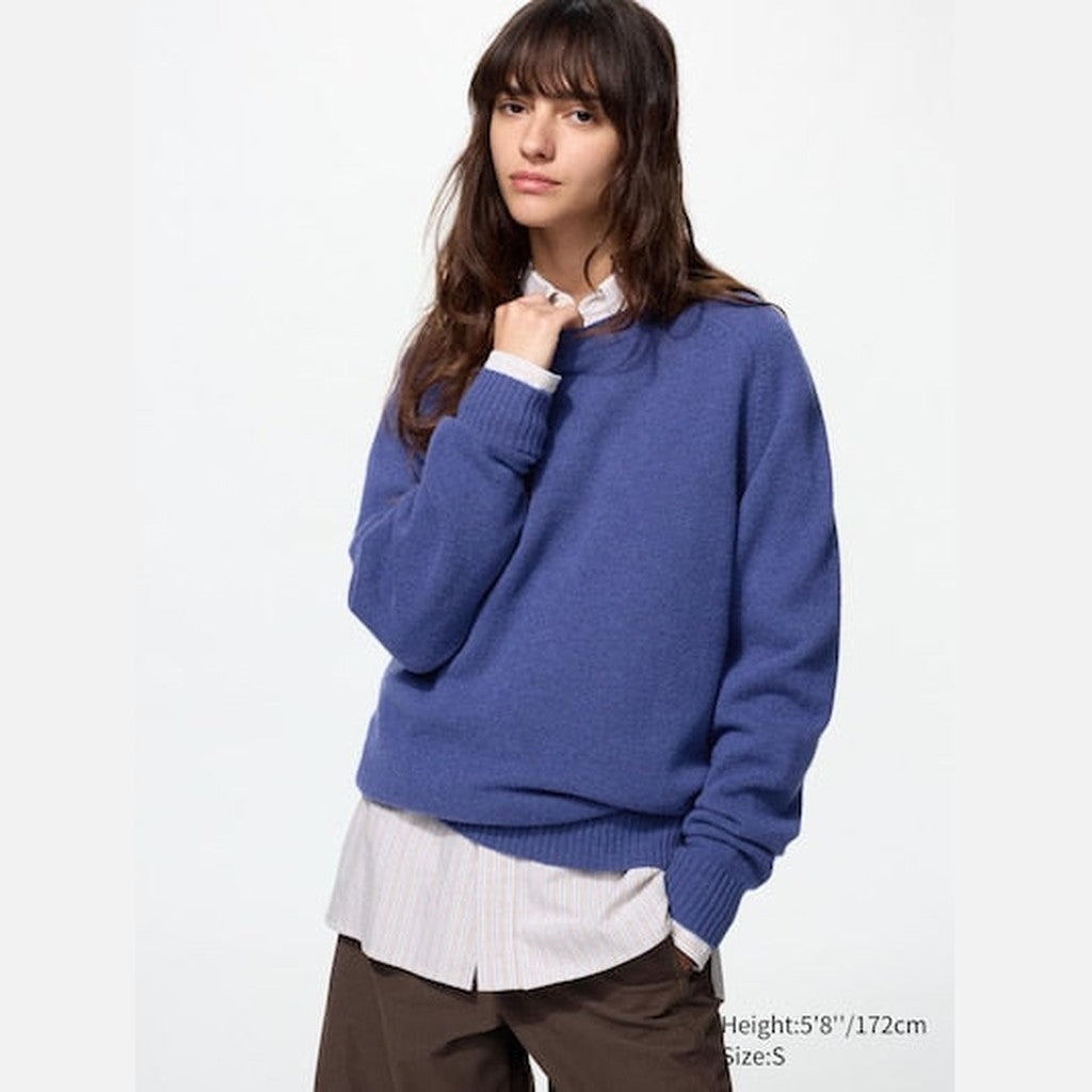 UNIQLO Lambswool Crew Neck Jumper - 78 PURPLE