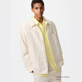 UNIQLO Men's Cotton Linen Blend Shirt Jacket - 30 NATURAL