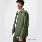 UNIQLO Men's Cotton Linen Blend Shirt Jacket - 57 OLIVE