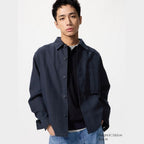UNIQLO Men's Cotton Linen Blend Shirt Jacket - 69 NAVY