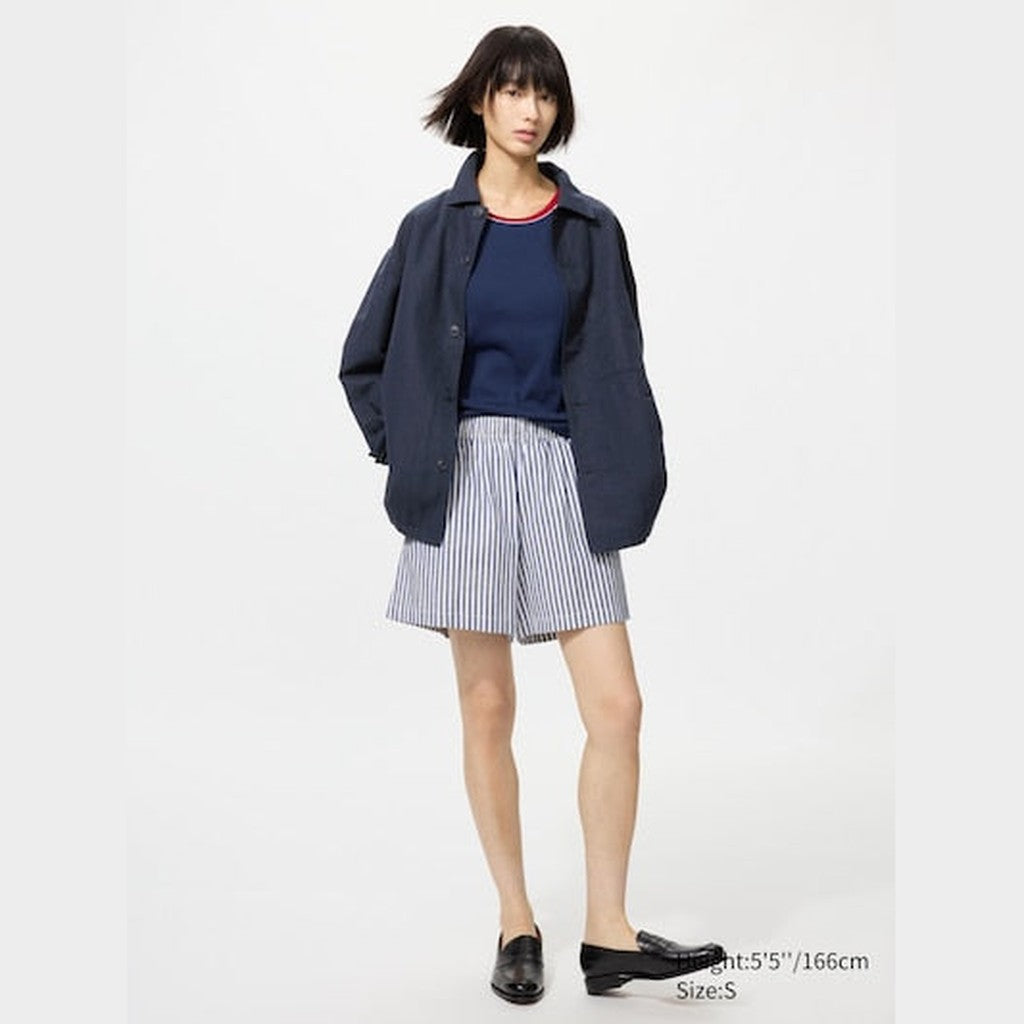 UNIQLO Men's Cotton Linen Blend Shirt Jacket - 69 NAVY