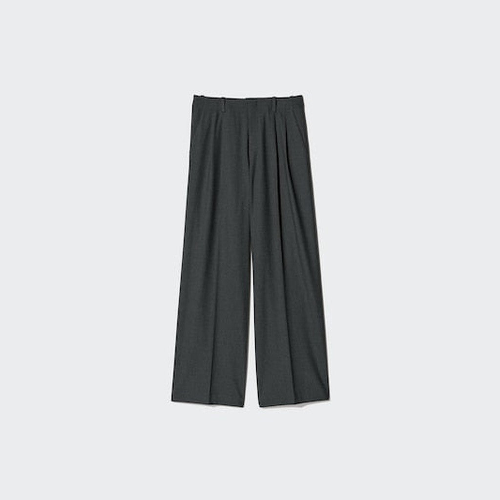 UNIQLO Smart Pleated Wide Trousers - 04 GREY