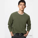 UNIQLO Soft Brushed Crew Neck T-Shirt (Long Sleeve) - 56 OLIVE