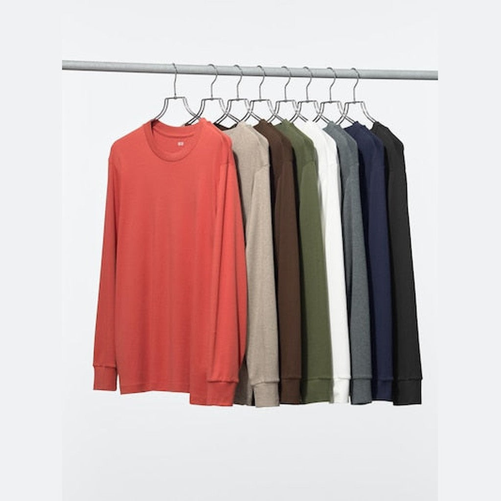 UNIQLO Soft Brushed Crew Neck T-Shirt (Long Sleeve) - 56 OLIVE