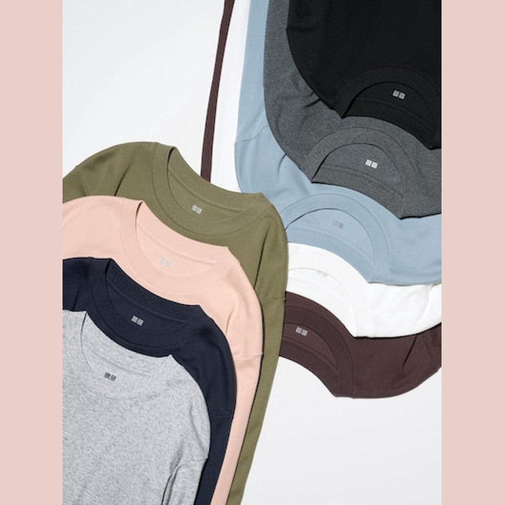 UNIQLO Soft Brushed Crew Neck T-Shirt (Long Sleeve) - 56 OLIVE