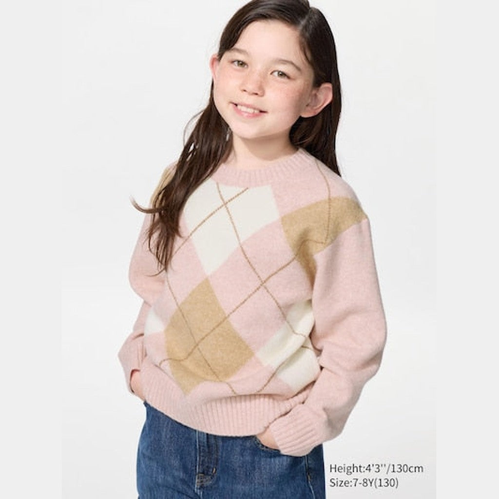 UNIQLO Soufflé Yarn Jumper (Argyle) - 10 PINK