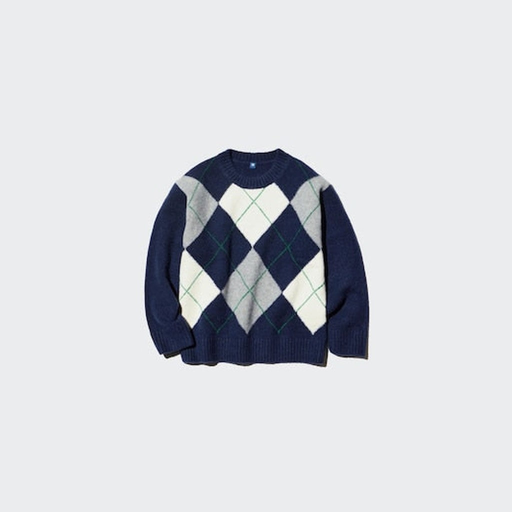 UNIQLO Soufflé Yarn Jumper (Argyle) - 10 PINK
