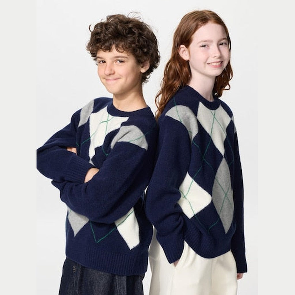UNIQLO Soufflé Yarn Jumper (Argyle) - 69 NAVY