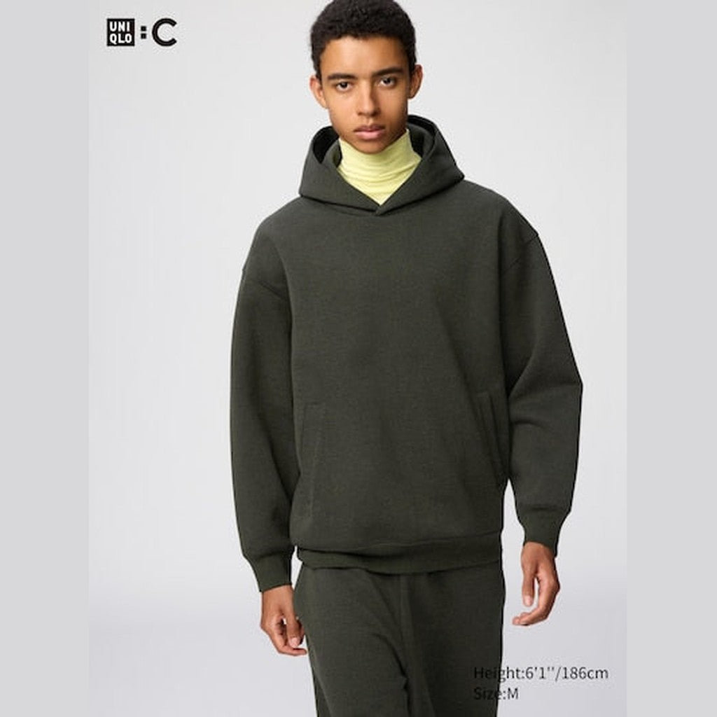 UNIQLO Sweat Oversized Pullover Hoodie - 59 DARK GREEN