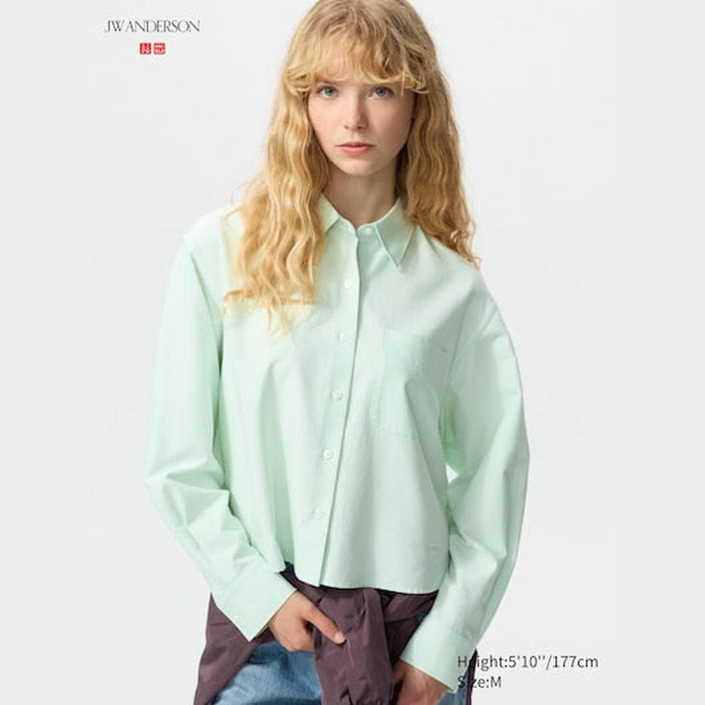 UNIQLO Unisex Oxford Boxy Shirt - 50 LIGHT GREEN