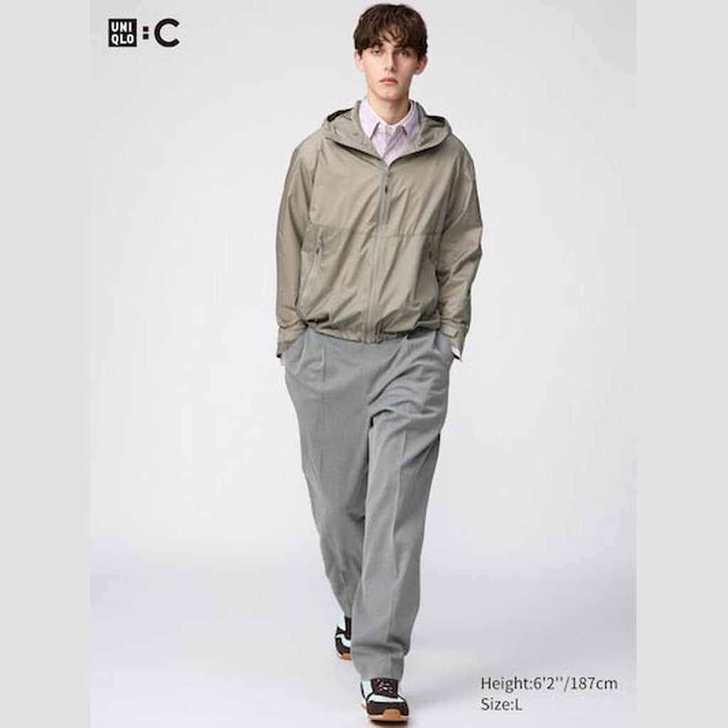 UNIQLO Unisex Pleated Wide Tapered Trousers - 05 GREY