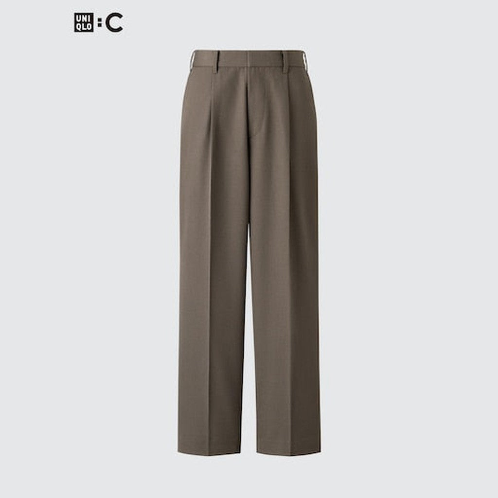 UNIQLO Unisex Pleated Wide Tapered Trousers - 05 GREY