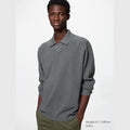 UNIQLO Washable Milano Ribbed Skipper Polo Jumper - 07 GREY