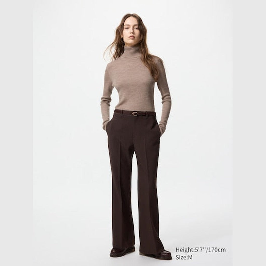 UNIQLO Women's 100% Merino Ribbed Turtleneck Jumper - 03 GREY