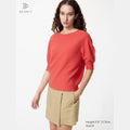 UNIQLO Women's 3D Knit Seamless Cotton Crew Neck Jumper (Short Sleeve) - 14 RED