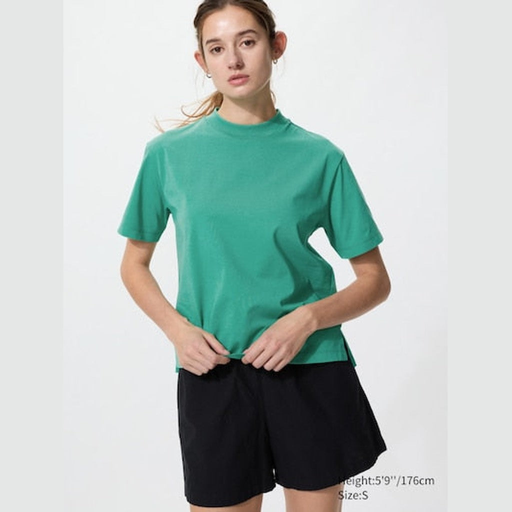 UNIQLO Women's AIRism Cotton T-Shirt - 54 GREEN