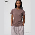 UNIQLO Women's Crew Neck T-Shirt - 37 BROWN