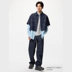 UNIQLO Women's Denim Boxy Shirt (Half Sleeve) - 65 BLUE