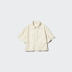 UNIQLO Women's Denim Boxy Shirt (Half Sleeve) - 65 BLUE