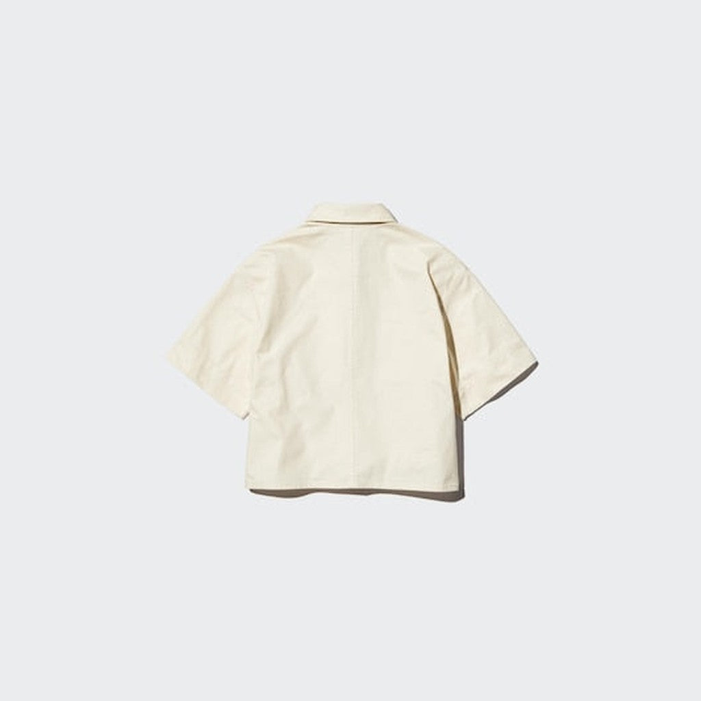 UNIQLO Women's Denim Boxy Shirt (Half Sleeve) - 65 BLUE