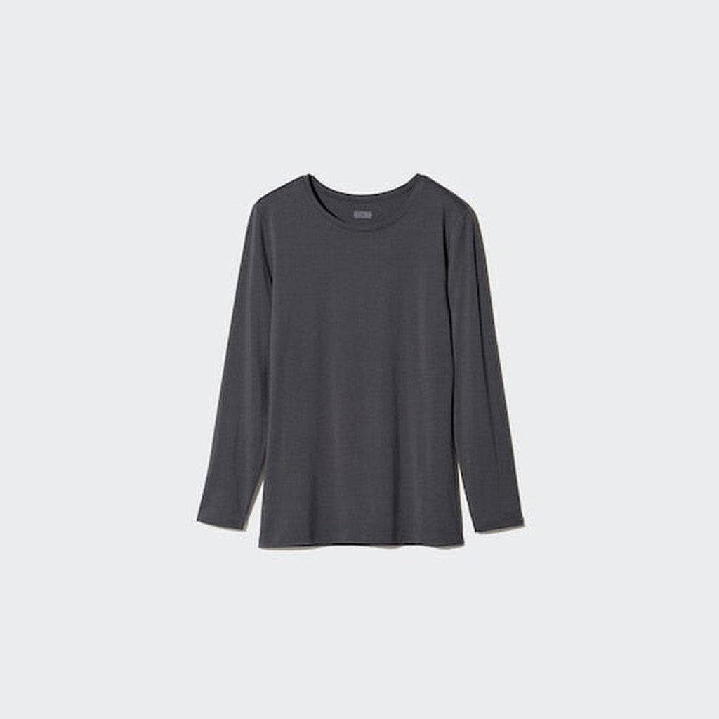 UNIQLO Women's HEATTECH Crew Neck T-Shirt (Long Sleeve) - 00 WHITE