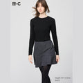 UNIQLO Women's HEATTECH Extra Warm Cashmere Blend Crew Neck T-Shirt - 09 BLACK