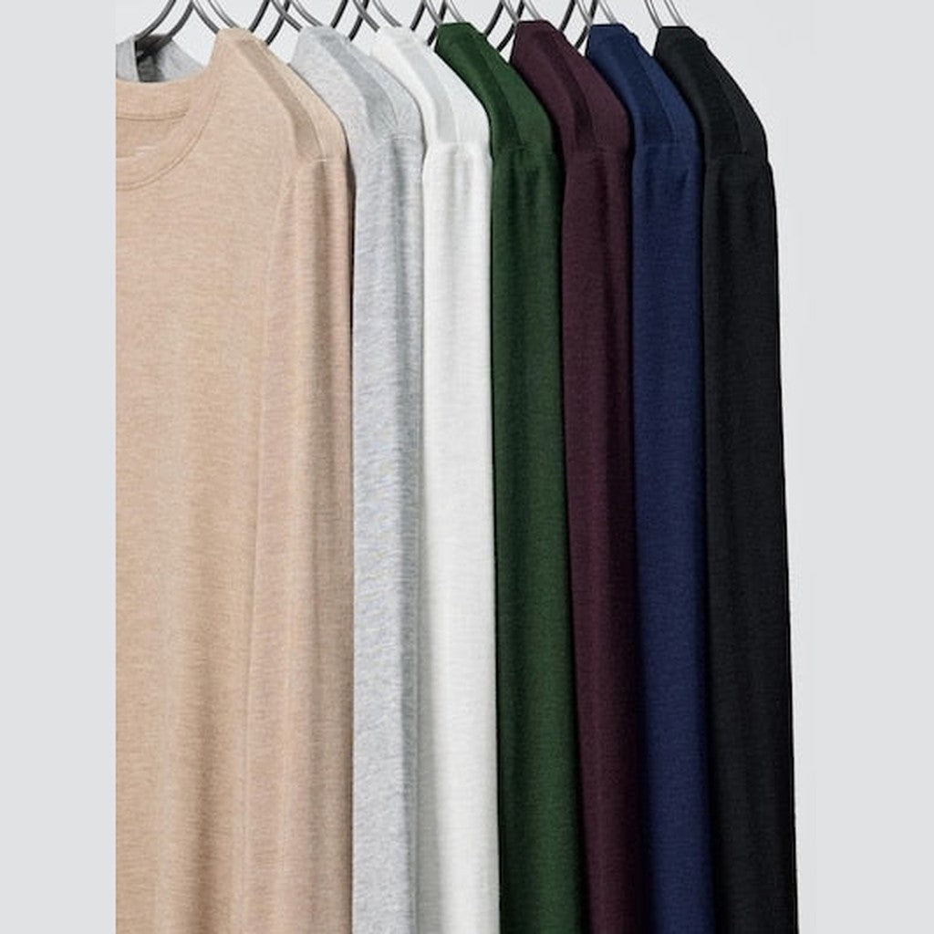 UNIQLO Women's HEATTECH Extra Warm Cashmere Blend Crew Neck T-Shirt - 30 NATURAL