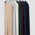 UNIQLO Women's HEATTECH Extra Warm Cashmere Blend Crew Neck T-Shirt - 69 NAVY