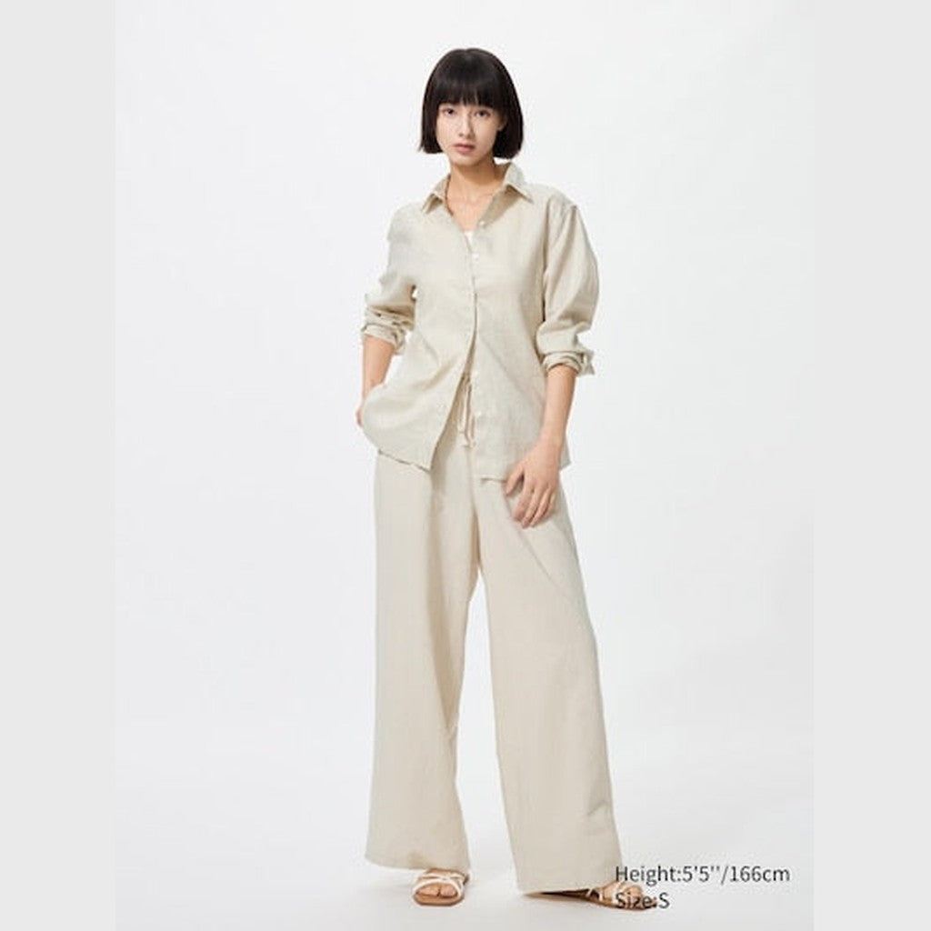 UNIQLO Women's Linen Blend Easy Trousers - 30 NATURAL