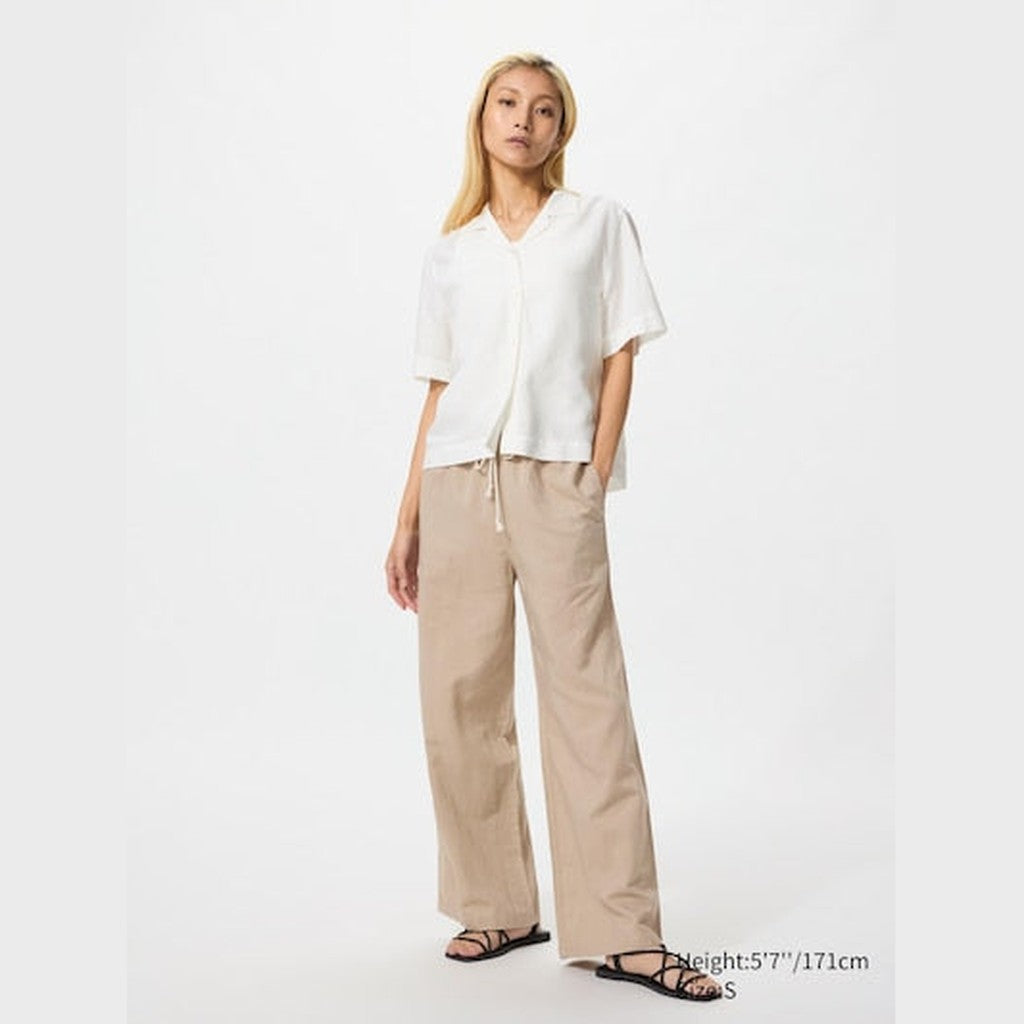 UNIQLO Women's Linen Blend Easy Trousers - 32 BEIGE