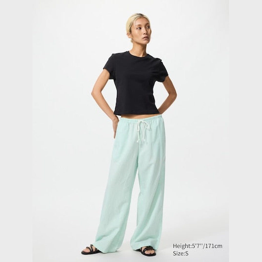UNIQLO Women's Linen Blend Easy Trousers - 50 LIGHT GREEN