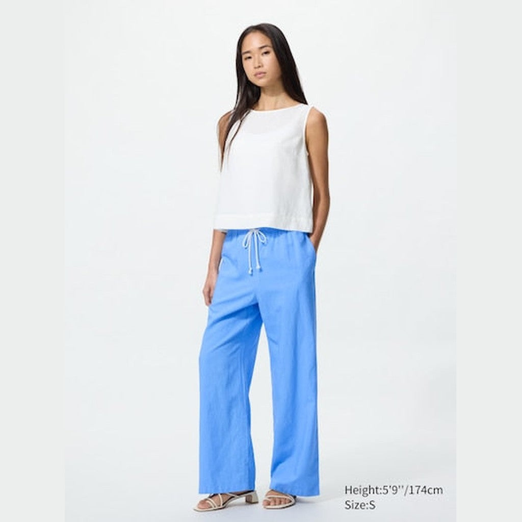 UNIQLO Women's Linen Blend Easy Trousers - 65 BLUE