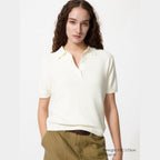 UNIQLO Women's Polo Jumper (Short Sleeve) - 01 OFF WHITE